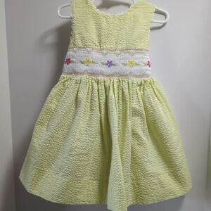 Just Friends 4T Light Green White Floral Dress with Smocking